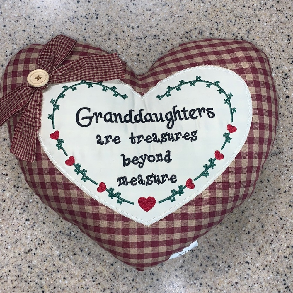 Primitive Heart Shaped Granddaughters Decor Pillow